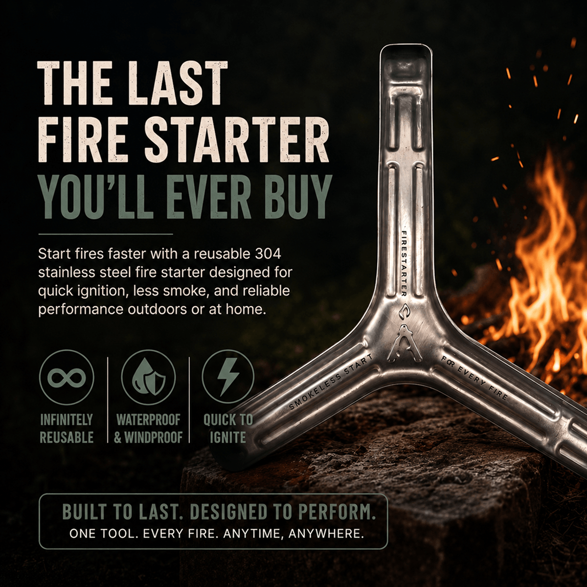 Spark Infinite Fire Starter – Reusable, Low-Smoke Fire in Minutes