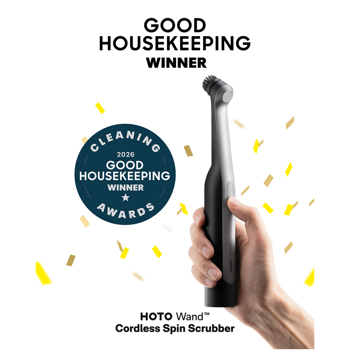 HOTO Wand™ Cordless Spin Scrubber – Grout, Tile & Tub Cleaner