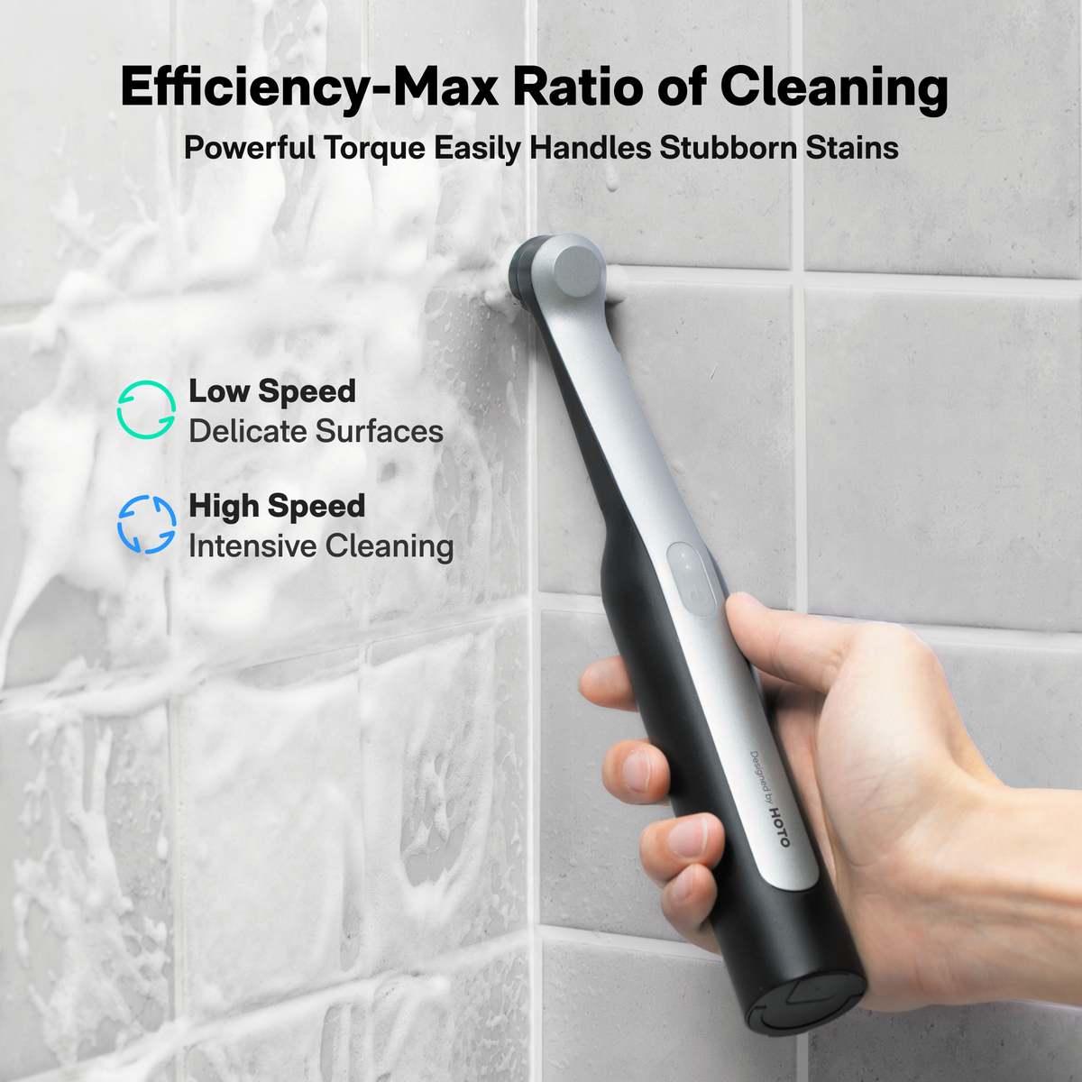 HOTO Wand™ Cordless Spin Scrubber – Grout, Tile & Tub Cleaner