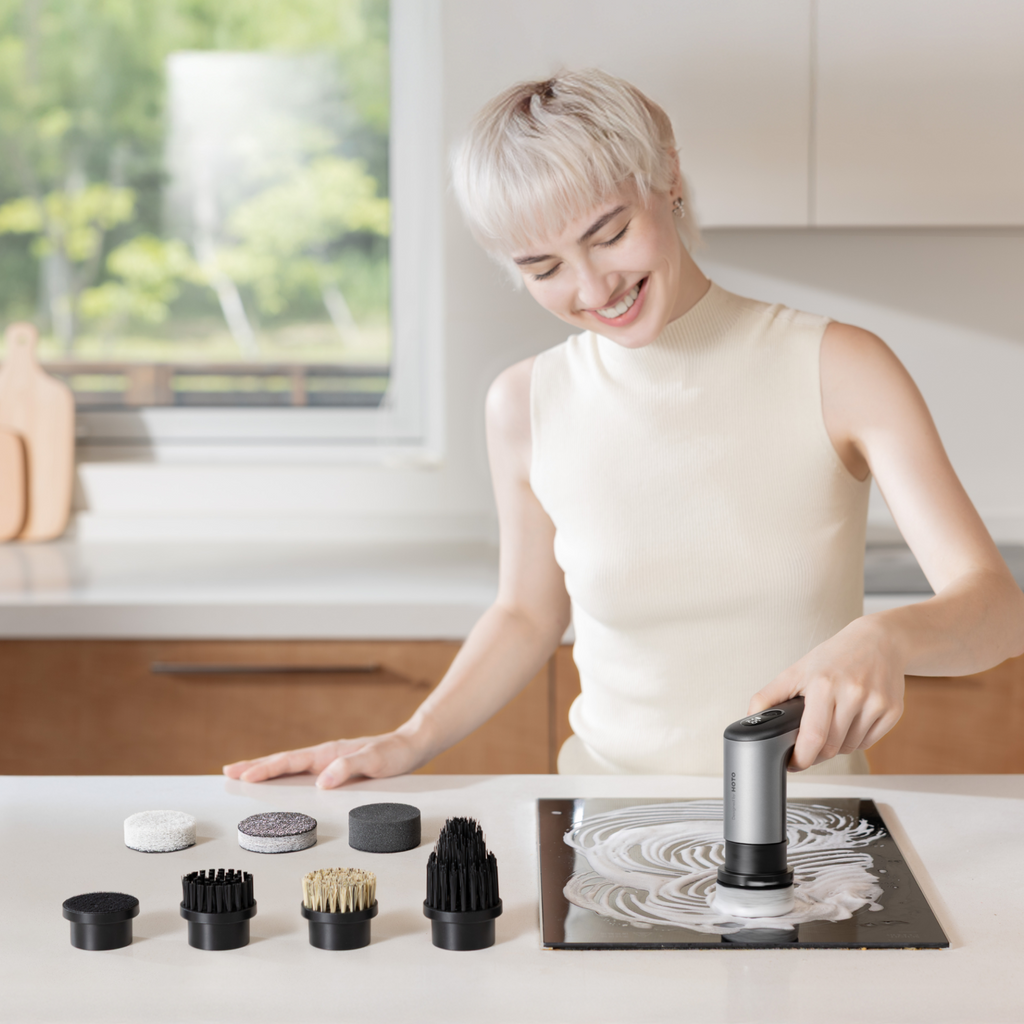 HOTO Grip™ Cordless Spin Scrubber – One-Handed Kitchen & Dish Cleaner