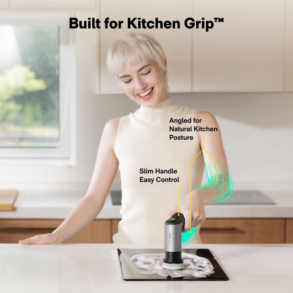 HOTO Grip™ Cordless Spin Scrubber – One-Handed Kitchen & Dish Cleaner