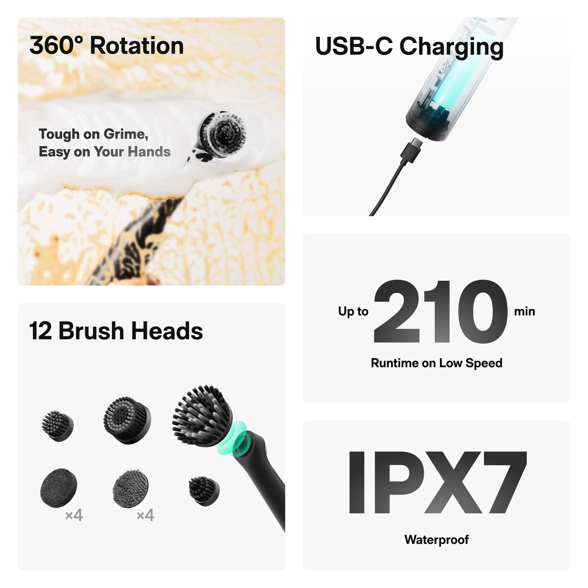 HOTO Wand™ Cordless Spin Scrubber – Grout, Tile & Tub Cleaner