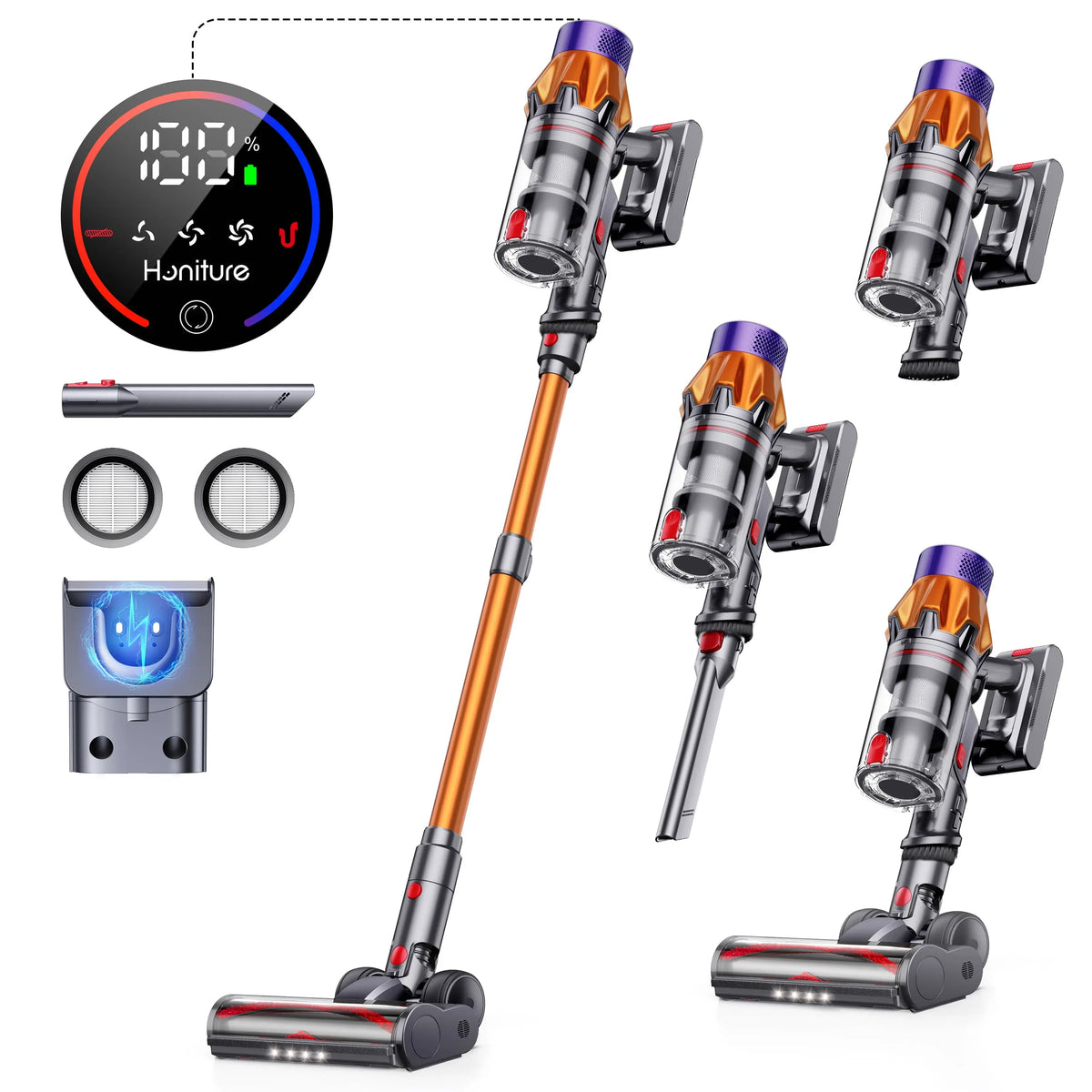 Honiture X7 Cordless Stick Vacuum – 45kPa, 60-Minute Runtime