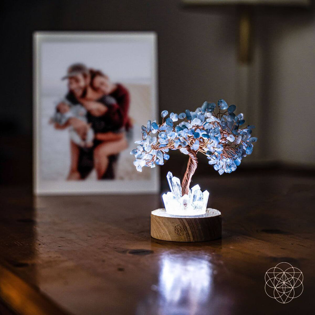 Guardian Lamp – Aquamarine Crystal Tree Night Light