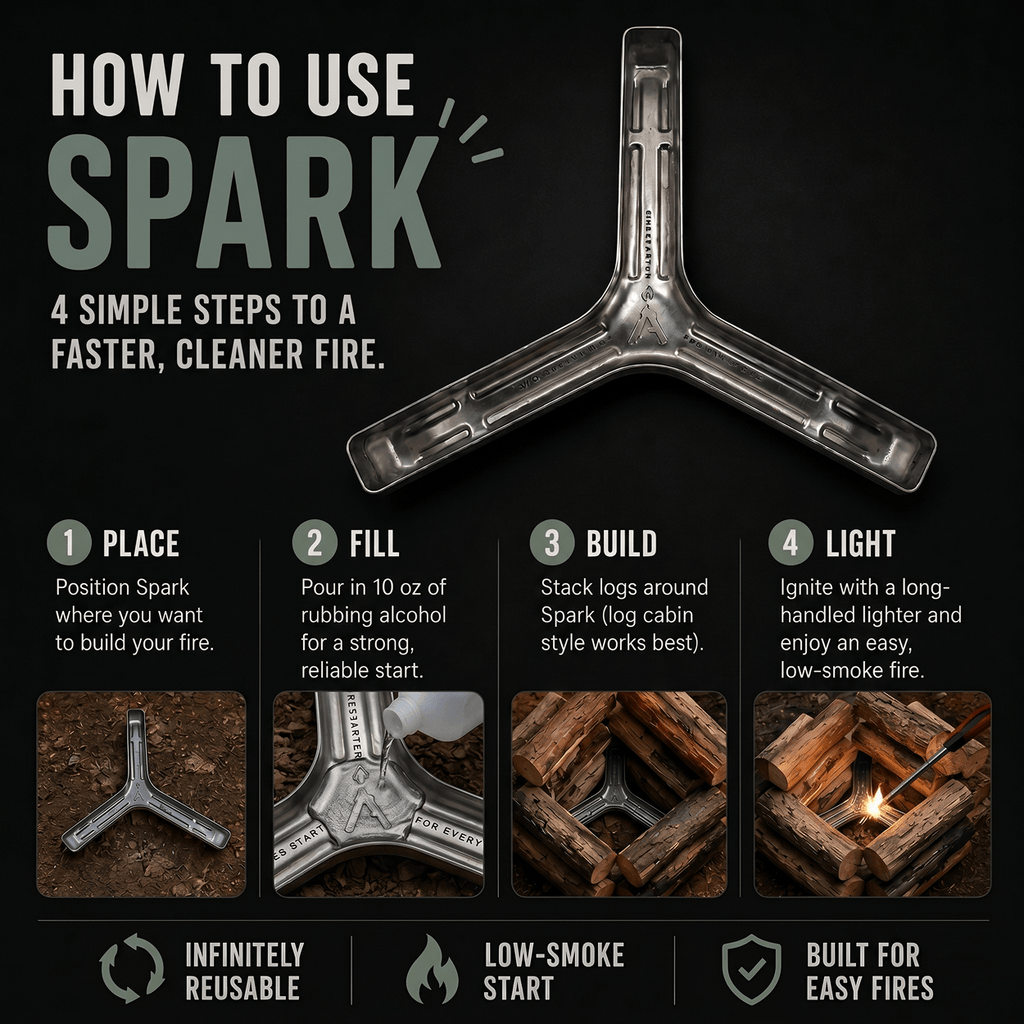 Spark Infinite Fire Starter – Reusable, Low-Smoke Fire in Minutes