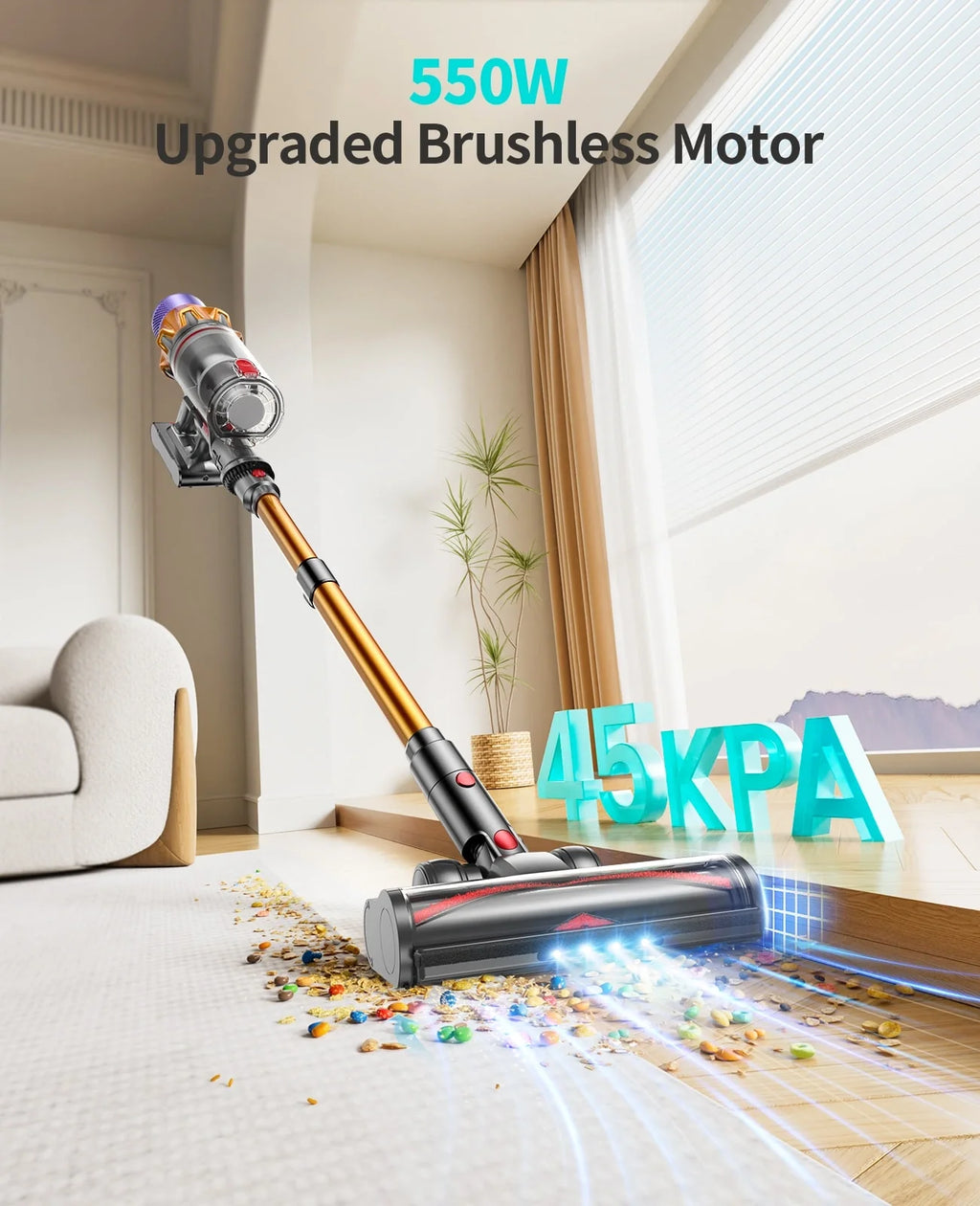 Honiture X7 Cordless Stick Vacuum – 45kPa, 60-Minute Runtime