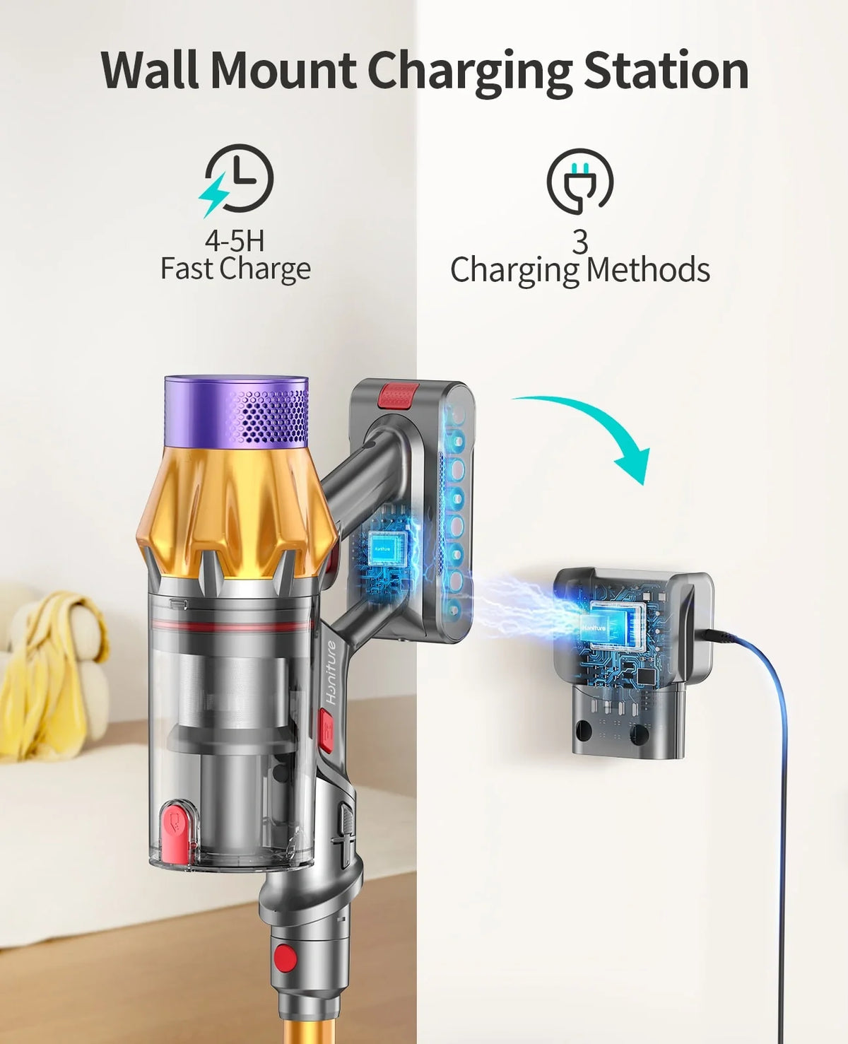 Honiture X7 Cordless Stick Vacuum – 45kPa, 60-Minute Runtime